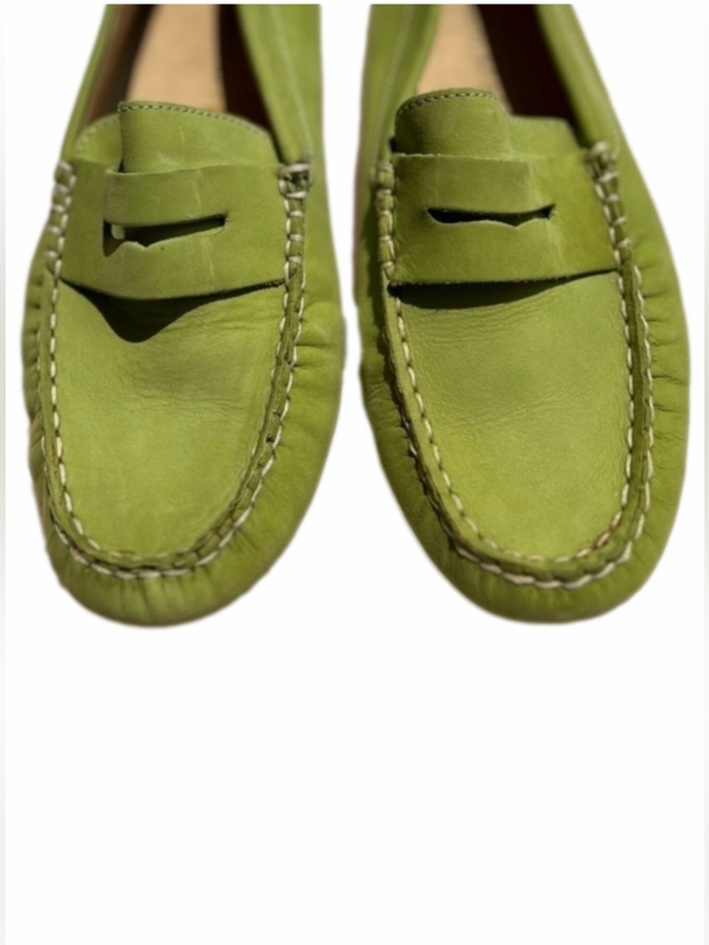 Laurent Effel Size EU 39 Green Leather Driver Penny Nubuck Loafer Shoe